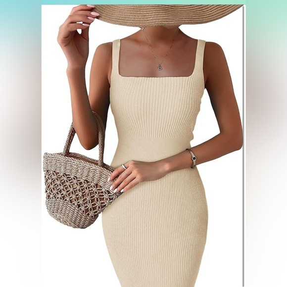 Casual Square Neck Ribbed Knit Sleeveless Sundress Sexy Bodycon Mini Dre…
8035 - Picture 3 of 5